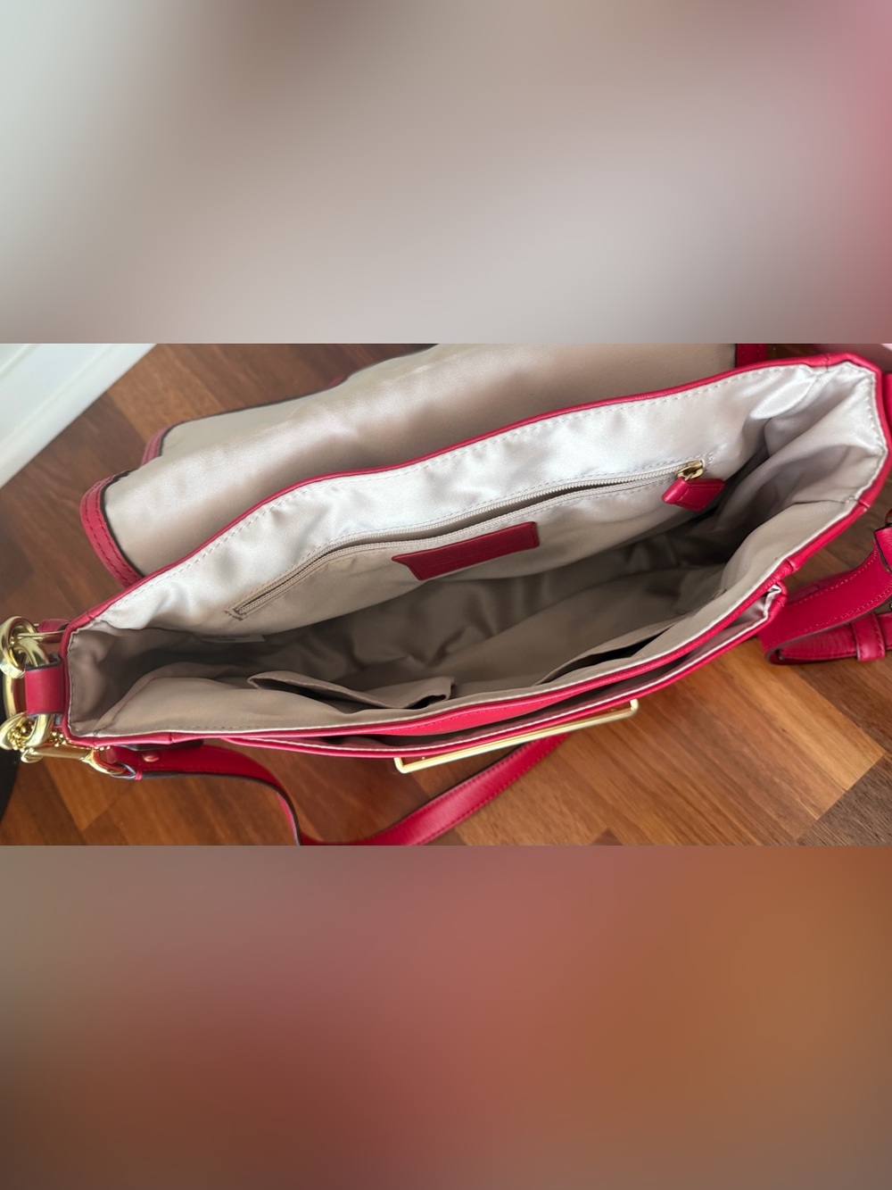 Coach Pink-Red Leather Crossbody with Gold Hardware - Picture 5 of 6